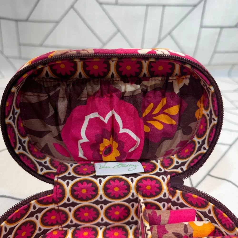 Vera Bradley Jewelry Organizer Small Plum Petals Floral Quilted Travel Case